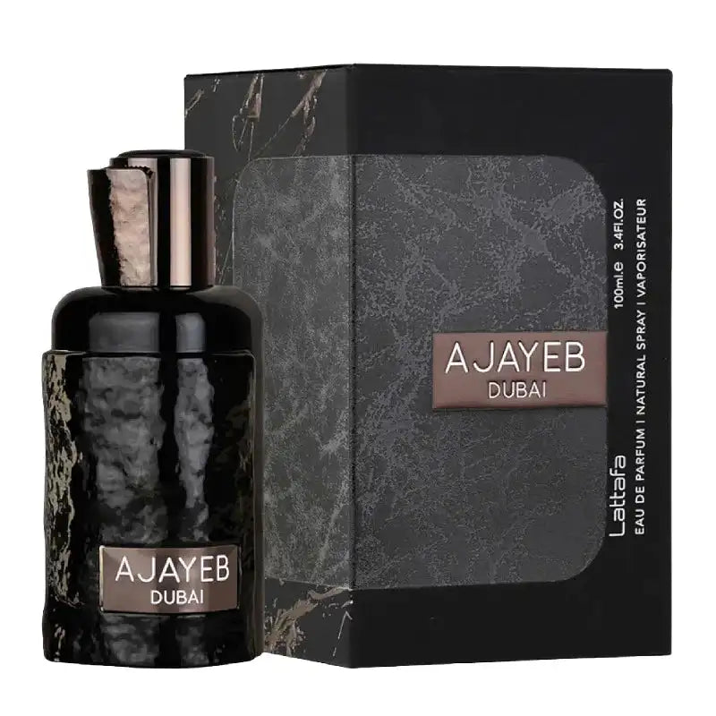 Lattafa Ajayeb Dubai – Eau de Parfum (100ml) | O Luxo Magnético de Café e Sândalo