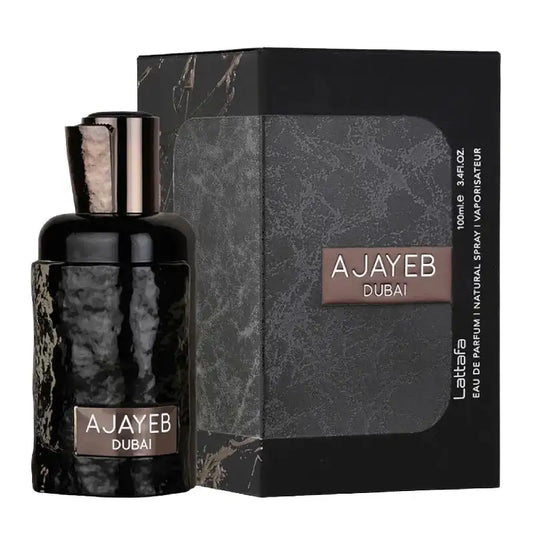 Lattafa Ajayeb Dubai – Eau de Parfum (100ml) | O Luxo Magnético de Café e Sândalo