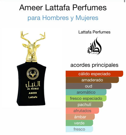 Lattafa Al Noble Ameer Eau de Parfum 100ml  Nobreza. Poder. Presença Imponente.