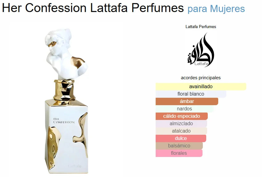Lattafa Her Confession – Eau de Parfum (100ml) | A Elegância Esculpida em Flor e Madeira