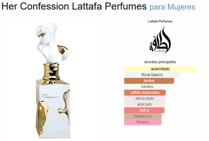 Lattafa Her Confession – Eau de Parfum (100ml) | A Elegância Esculpida em Flor e Madeira