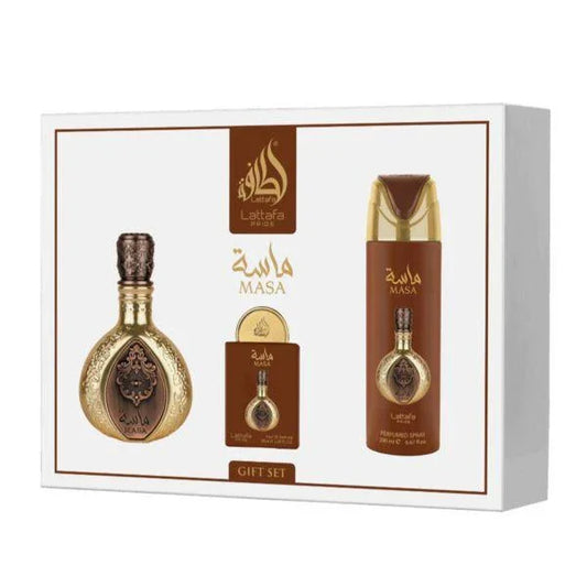 Lattafa Pride Masa Gift Set Eau de Parfum 100ml + Miniatura  Luxo Absoluto. Exclusividade. Presente Perfeito.